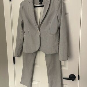 Nicole Miller Pinstripe Blazer Pantsuit Set